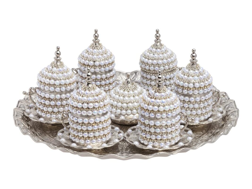 ACAR TURKISH COFFEE SET FOR 6 PEARL