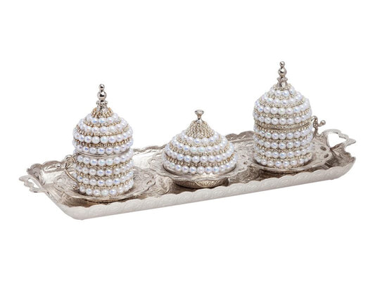 ACAR TURKISH COFFEE SET FOR 2 FAUX PEARL