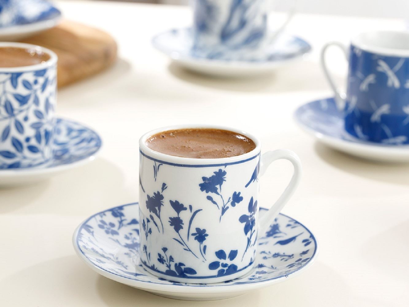 English Home Bella Porcelain Navy Turkish coffee set for 6