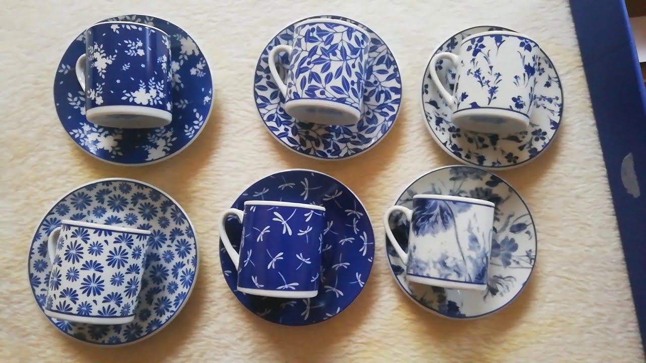 English Home Bella Porcelain Navy Turkish coffee set for 6