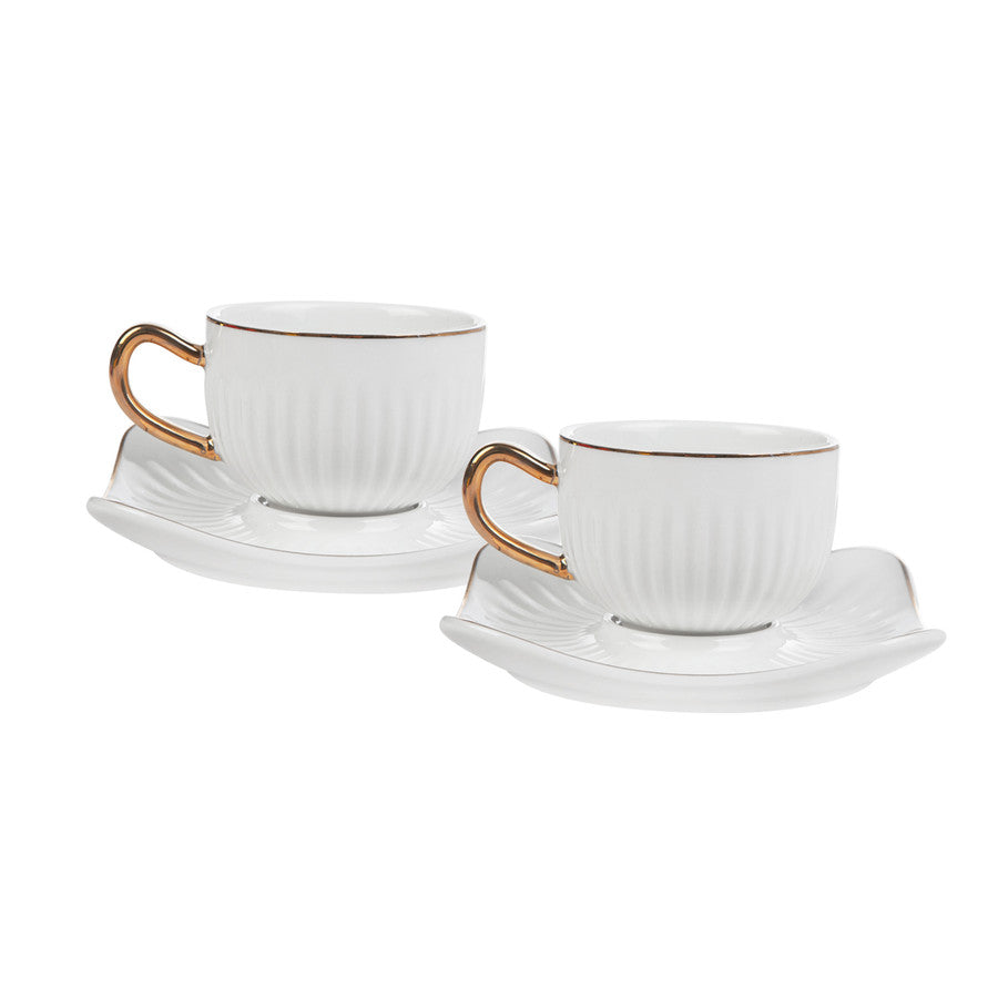 EMSAN NASIP WHITE TURKISH COFFEE SET FOR 2